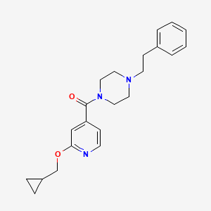 molecular formula C22H27N3O2 B2855581 (2-(Cyclopropylmethoxy)pyridin-4-yl)(4-phenethylpiperazin-1-yl)methanone CAS No. 2034618-78-3
