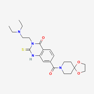molecular formula C22H30N4O4S B2855582 3-(2-(二乙氨基)乙基)-7-(1,4-二氧杂-8-氮杂螺[4.5]癸环-8-羰基)-2-硫代-2,3-二氢喹唑啉-4(1H)-酮 CAS No. 422529-63-3