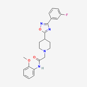 molecular formula C22H23FN4O3 B2855585 2-(4-(3-(3-fluorophenyl)-1,2,4-oxadiazol-5-yl)piperidin-1-yl)-N-(2-methoxyphenyl)acetamide CAS No. 1251556-71-4