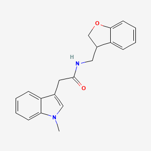 molecular formula C20H20N2O2 B2855586 N-[(2,3-dihydro-1-benzofuran-3-yl)methyl]-2-(1-methyl-1H-indol-3-yl)acetamide CAS No. 2097927-97-2