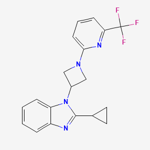 molecular formula C19H17F3N4 B2855590 2-Cyclopropyl-1-[1-[6-(trifluoromethyl)pyridin-2-yl]azetidin-3-yl]benzimidazole CAS No. 2380080-11-3