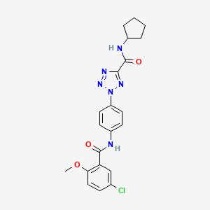 molecular formula C21H21ClN6O3 B2855592 2-(4-(5-chloro-2-methoxybenzamido)phenyl)-N-cyclopentyl-2H-tetrazole-5-carboxamide CAS No. 1396749-26-0