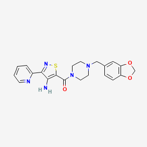 (4-Amino-3-(pyridin-2-yl)isothiazol-5-yl)(4-(benzo[d][1,3]dioxol-5-ylmethyl)piperazin-1-yl)methanone