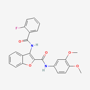 molecular formula C24H19FN2O5 B2855604 N-(3,4-dimethoxyphenyl)-3-(2-fluorobenzamido)benzofuran-2-carboxamide CAS No. 888450-01-9