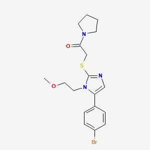 2-((5-(4-bromophenyl)-1-(2-methoxyethyl)-1H-imidazol-2-yl)thio)-1-(pyrrolidin-1-yl)ethanone