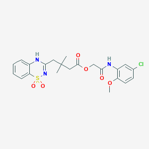 molecular formula C22H24ClN3O6S B2855626 2-[(5-chloro-2-methoxyphenyl)amino]-2-oxoethyl 4-(1,1-dioxido-2H-1,2,4-benzothiadiazin-3-yl)-3,3-dimethylbutanoate CAS No. 896704-24-8