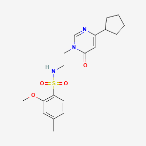 molecular formula C19H25N3O4S B2855627 N-(2-(4-cyclopentyl-6-oxopyrimidin-1(6H)-yl)ethyl)-2-methoxy-4-methylbenzenesulfonamide CAS No. 1797589-11-7