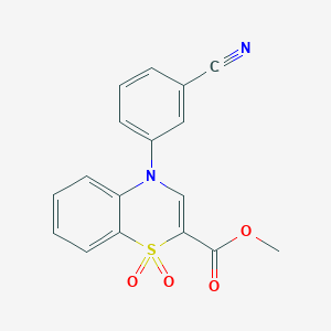 molecular formula C17H12N2O4S B2855632 methyl 4-(3-cyanophenyl)-4H-1,4-benzothiazine-2-carboxylate 1,1-dioxide CAS No. 1291861-82-9