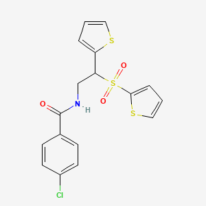 molecular formula C17H14ClNO3S3 B2855633 4-chloro-N-[2-(2-thienyl)-2-(2-thienylsulfonyl)ethyl]benzamide CAS No. 896338-75-3