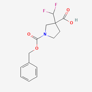 molecular formula C14H15F2NO4 B2855636 3-(Difluoromethyl)-1-phenylmethoxycarbonylpyrrolidine-3-carboxylic acid CAS No. 2248319-54-0