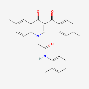 molecular formula C27H24N2O3 B2855642 2-(6-methyl-3-(4-methylbenzoyl)-4-oxoquinolin-1(4H)-yl)-N-(o-tolyl)acetamide CAS No. 898343-29-8
