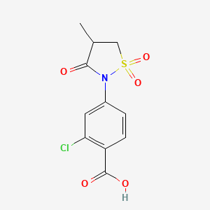 molecular formula C11H10ClNO5S B2855648 2-Chloro-4-(4-methyl-1,1,3-trioxo-1,2-thiazolidin-2-yl)benzoic acid CAS No. 2402830-56-0