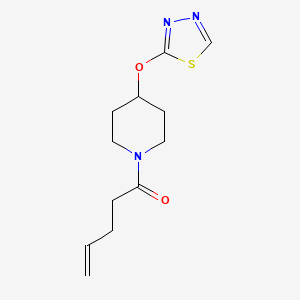 molecular formula C12H17N3O2S B2855658 1-(4-((1,3,4-Thiadiazol-2-yl)oxy)piperidin-1-yl)pent-4-en-1-one CAS No. 2195942-19-7