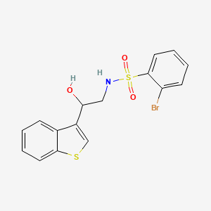 molecular formula C16H14BrNO3S2 B2855662 N-(2-(benzo[b]thiophen-3-yl)-2-hydroxyethyl)-2-bromobenzenesulfonamide CAS No. 2034407-47-9