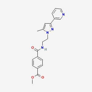 methyl 4-((2-(5-methyl-3-(pyridin-3-yl)-1H-pyrazol-1-yl)ethyl)carbamoyl)benzoate