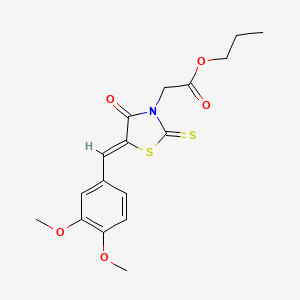molecular formula C17H19NO5S2 B2855670 propyl 2-[(5Z)-5-[(3,4-dimethoxyphenyl)methylidene]-4-oxo-2-sulfanylidene-1,3-thiazolidin-3-yl]acetate CAS No. 681833-39-6