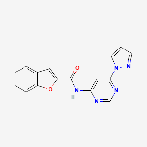 N-(6-(1H-pyrazol-1-yl)pyrimidin-4-yl)benzofuran-2-carboxamide