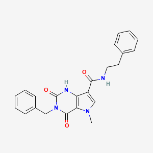 molecular formula C23H22N4O3 B2855678 3-benzyl-5-methyl-2,4-dioxo-N-phenethyl-2,3,4,5-tetrahydro-1H-pyrrolo[3,2-d]pyrimidine-7-carboxamide CAS No. 921580-38-3
