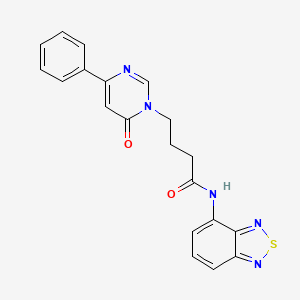 molecular formula C20H17N5O2S B2855694 N-(benzo[c][1,2,5]thiadiazol-4-yl)-4-(6-oxo-4-phenylpyrimidin-1(6H)-yl)butanamide CAS No. 1226448-68-5