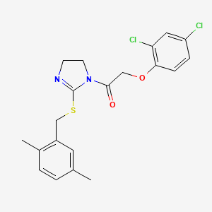 molecular formula C20H20Cl2N2O2S B2855703 2-(2,4-dichlorophenoxy)-1-(2-((2,5-dimethylbenzyl)thio)-4,5-dihydro-1H-imidazol-1-yl)ethanone CAS No. 862826-99-1