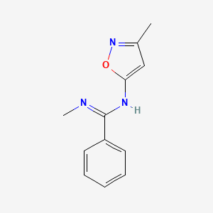 molecular formula C12H13N3O B2855706 N-methyl-N'-(3-methylisoxazol-5-yl)benzenecarboximidamide CAS No. 878465-57-7
