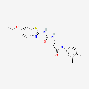 molecular formula C22H24N4O3S B2855714 1-(1-(3,4-Dimethylphenyl)-5-oxopyrrolidin-3-yl)-3-(6-ethoxybenzo[d]thiazol-2-yl)urea CAS No. 891095-16-2