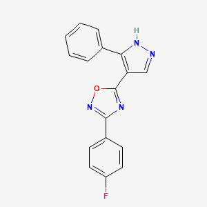 molecular formula C17H11FN4O B2855719 3-(4-fluorophenyl)-5-(3-phenyl-1H-pyrazol-4-yl)-1,2,4-oxadiazole CAS No. 1172484-25-1