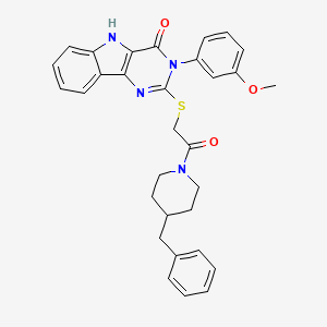 molecular formula C31H30N4O3S B2855720 2-[2-(4-benzylpiperidin-1-yl)-2-oxoethyl]sulfanyl-3-(3-methoxyphenyl)-5H-pyrimido[5,4-b]indol-4-one CAS No. 536706-31-7