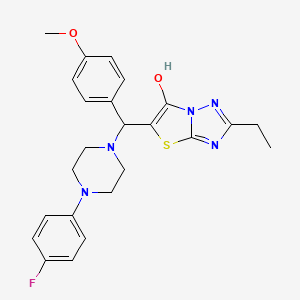 molecular formula C24H26FN5O2S B2855723 2-乙基-5-((4-(4-氟苯基)哌嗪-1-基)(4-甲氧基苯基)甲基)噻唑并[3,2-b][1,2,4]三唑-6-醇 CAS No. 898368-18-8