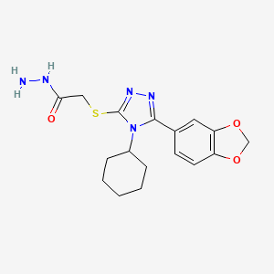 Acetic acid, 2-[[5-(1,3-benzodioxol-5-yl)-4-cyclohexyl-4H-1,2,4-triazol-3-yl]thio]-, hydrazide
