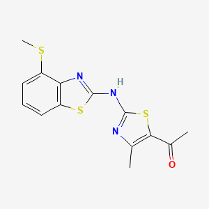 molecular formula C14H13N3OS3 B2855728 1-(4-Methyl-2-((4-(methylthio)benzo[d]thiazol-2-yl)amino)thiazol-5-yl)ethanone CAS No. 878061-29-1