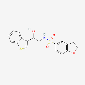 molecular formula C18H17NO4S2 B2855733 N-(2-(benzo[b]thiophen-3-yl)-2-hydroxyethyl)-2,3-dihydrobenzofuran-5-sulfonamide CAS No. 2034257-63-9