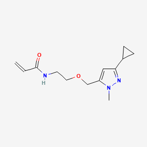 molecular formula C13H19N3O2 B2855748 N-[2-[(5-Cyclopropyl-2-methylpyrazol-3-yl)methoxy]ethyl]prop-2-enamide CAS No. 2411219-77-5