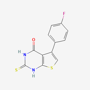 molecular formula C12H7FN2OS2 B2855754 5-(4-fluorophenyl)-2-sulfanyl-3H,4H-thieno[2,3-d]pyrimidin-4-one CAS No. 304684-28-4