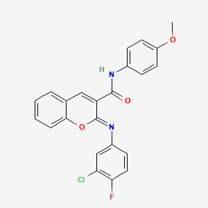 molecular formula C23H16ClFN2O3 B2855762 (2Z)-2-[(3-chloro-4-fluorophenyl)imino]-N-(4-methoxyphenyl)-2H-chromene-3-carboxamide CAS No. 1327168-08-0