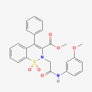 molecular formula C25H22N2O6S B2855769 methyl 2-{2-[(3-methoxyphenyl)amino]-2-oxoethyl}-4-phenyl-2H-1,2-benzothiazine-3-carboxylate 1,1-dioxide CAS No. 1114658-05-7