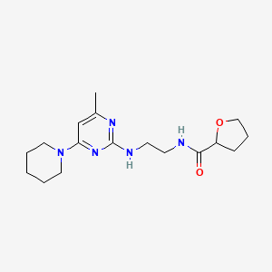 molecular formula C17H27N5O2 B2855771 N-(2-((4-methyl-6-(piperidin-1-yl)pyrimidin-2-yl)amino)ethyl)tetrahydrofuran-2-carboxamide CAS No. 1207002-37-6