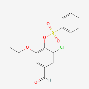 molecular formula C15H13ClO5S B2855777 2-Chloro-6-ethoxy-4-formylphenyl benzenesulfonate CAS No. 473828-25-0