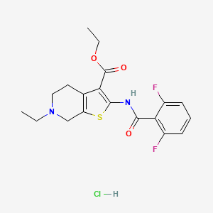 molecular formula C19H21ClF2N2O3S B2855779 乙酸2-(2,6-二氟苯甲酰胺基)-6-乙基-4,5,6,7-四氢噻吩[2,3-c]吡啶-3-基甲酸酯盐酸盐 CAS No. 1329900-40-4