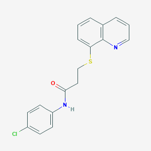 molecular formula C18H15ClN2OS B285578 N-(4-chlorophenyl)-3-(quinolin-8-ylsulfanyl)propanamide 