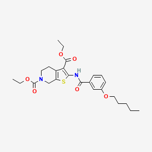molecular formula C25H32N2O6S B2855783 乙酸二乙酯2-(3-(戊氧基)苯甲酰胺基)-4,5-二氢噻吩[2,3-c]吡啶-3,6(7H)-二甲酸酯 CAS No. 864926-63-6