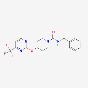 molecular formula C18H19F3N4O2 B2855786 N-Benzyl-4-[4-(trifluoromethyl)pyrimidin-2-yl]oxypiperidine-1-carboxamide CAS No. 2380141-15-9