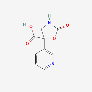 molecular formula C9H8N2O4 B2855789 2-Oxo-5-pyridin-3-yl-1,3-oxazolidine-5-carboxylic acid CAS No. 2248287-48-9