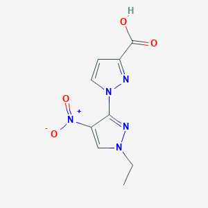 molecular formula C9H9N5O4 B2855809 1'-ethyl-4'-nitro-1'H-1,3'-bipyrazole-3-carboxylic acid CAS No. 1855891-52-9