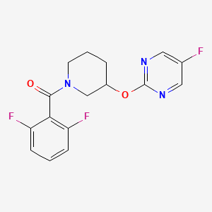 molecular formula C16H14F3N3O2 B2855811 (2,6-Difluorophenyl)(3-((5-fluoropyrimidin-2-yl)oxy)piperidin-1-yl)methanone CAS No. 2034273-91-9