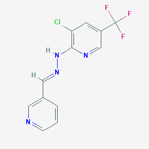 molecular formula C12H8ClF3N4 B2855812 3-chloro-2-[(E)-2-[(pyridin-3-yl)methylidene]hydrazin-1-yl]-5-(trifluoromethyl)pyridine CAS No. 339099-61-5