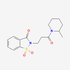 molecular formula C16H20N2O4S B2855816 2-(3-(2-methylpiperidin-1-yl)-3-oxopropyl)benzo[d]isothiazol-3(2H)-one 1,1-dioxide CAS No. 899954-40-6