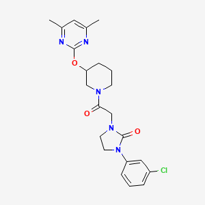 1-(3-Chlorophenyl)-3-(2-(3-((4,6-dimethylpyrimidin-2-yl)oxy)piperidin-1-yl)-2-oxoethyl)imidazolidin-2-one