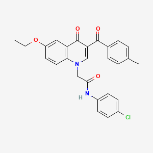 molecular formula C27H23ClN2O4 B2855829 N-(4-chlorophenyl)-2-(6-ethoxy-3-(4-methylbenzoyl)-4-oxoquinolin-1(4H)-yl)acetamide CAS No. 895651-01-1