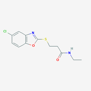 molecular formula C12H13ClN2O2S B285583 3-[(5-chloro-1,3-benzoxazol-2-yl)sulfanyl]-N-ethylpropanamide 